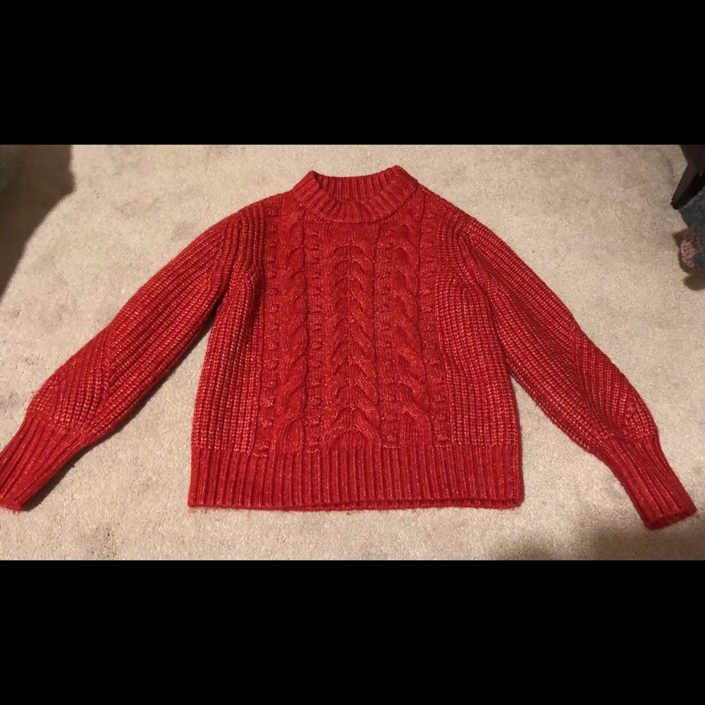 Red cable knit sweater red small